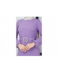 Dilay Atlas Elbise - Lila