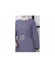 Dilay Atlas Elbise - Gri