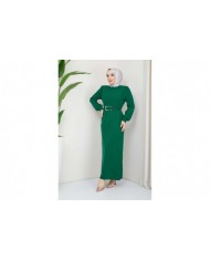 Hilal Krep Elbise - Yeşil