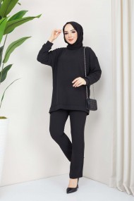 Hale Saçaklı Aerobin Takım - Siyah