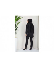 Hale Saçaklı Aerobin Takım - Siyah