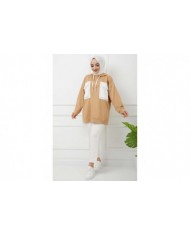 Çift Garnili Körük Cepli Tunik - Bisküvi