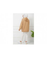 Çift Garnili Körük Cepli Tunik - Bisküvi