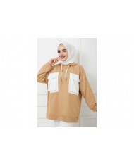 Çift Garnili Körük Cepli Tunik - Bisküvi