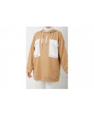 Çift Garnili Körük Cepli Tunik - Bisküvi