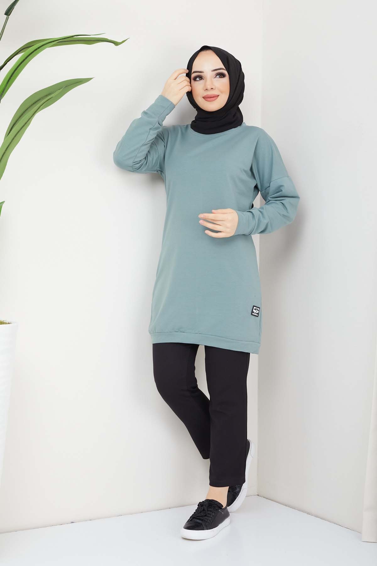 Aksesuarlı Tunik- Mint Yeşil
