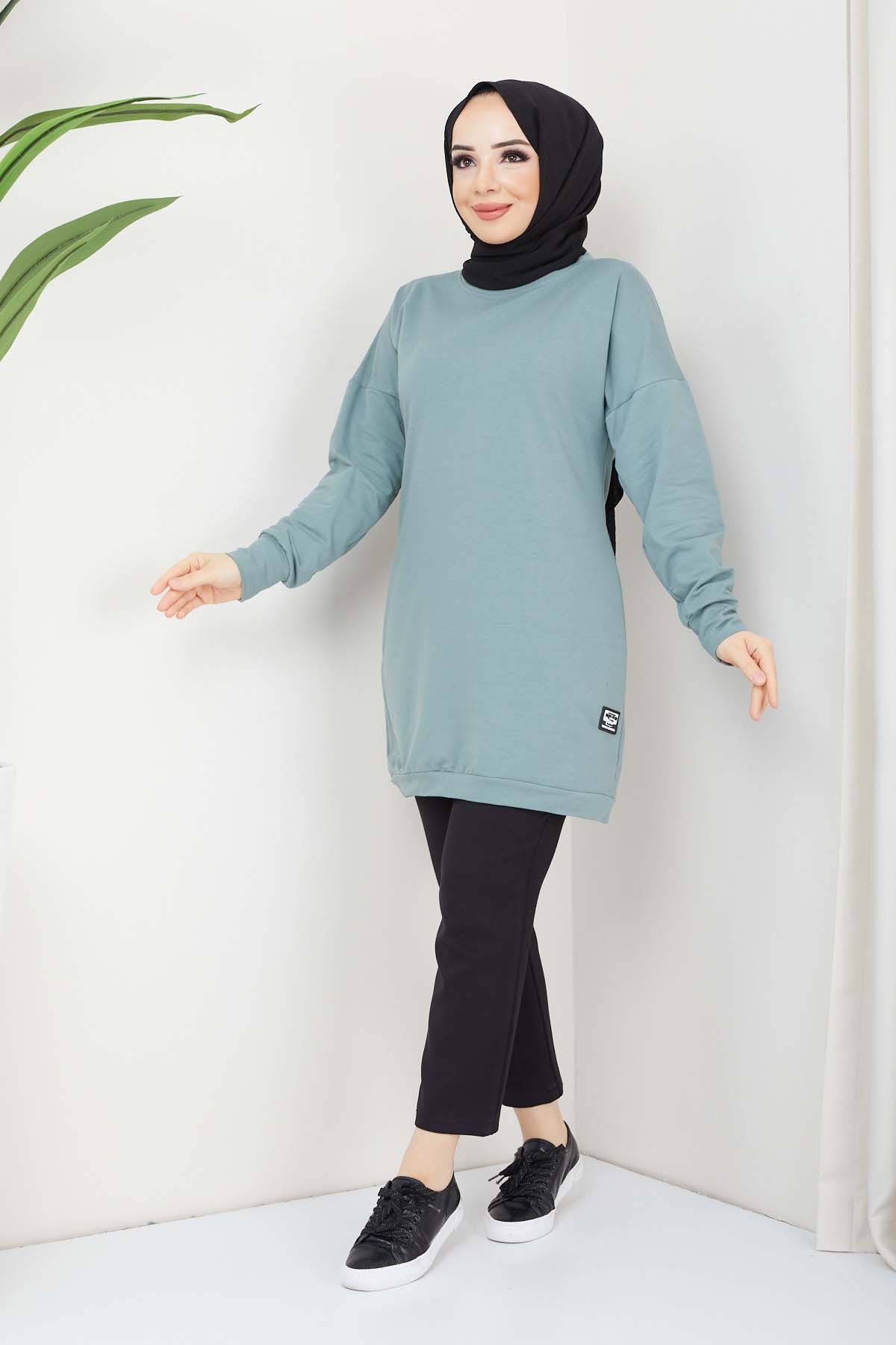 Aksesuarlı Tunik- Mint Yeşil