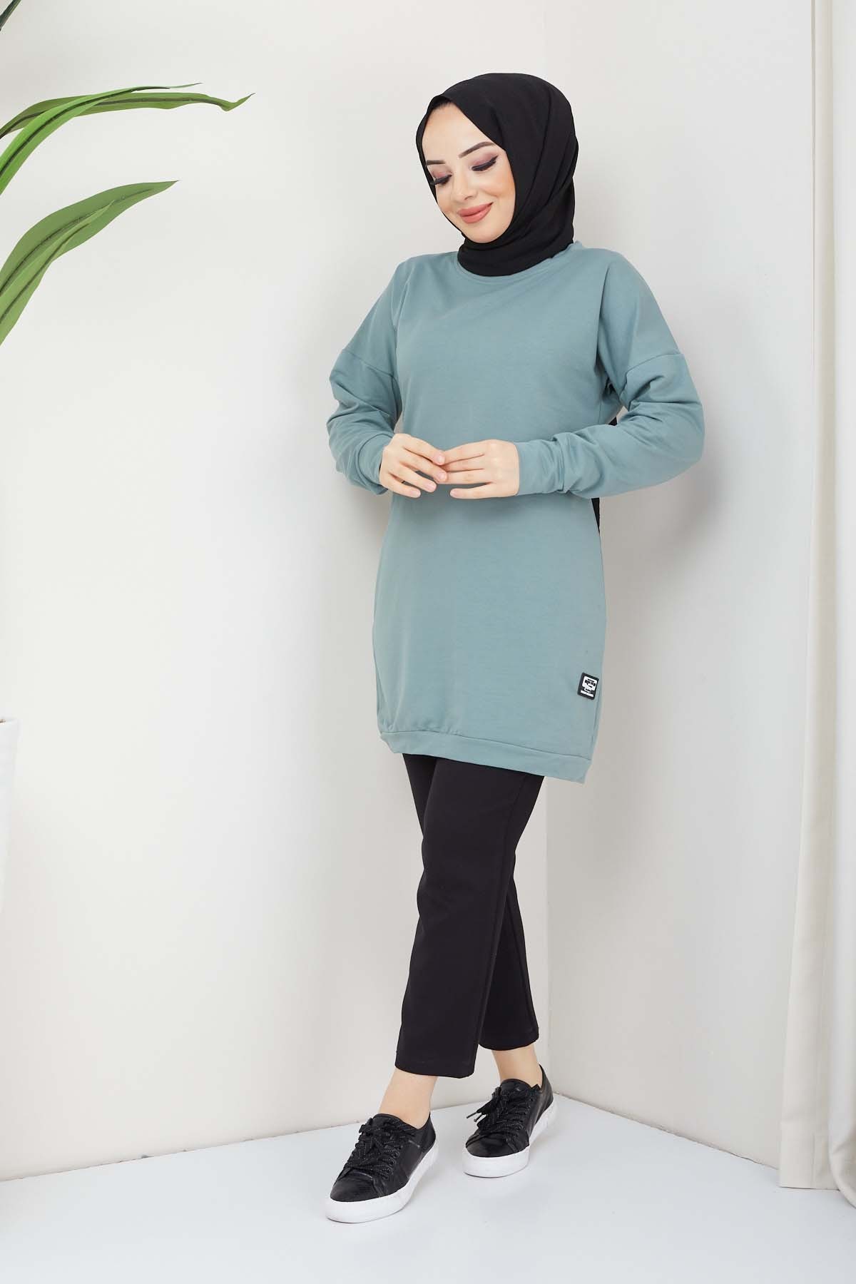 Aksesuarlı Tunik- Mint Yeşil