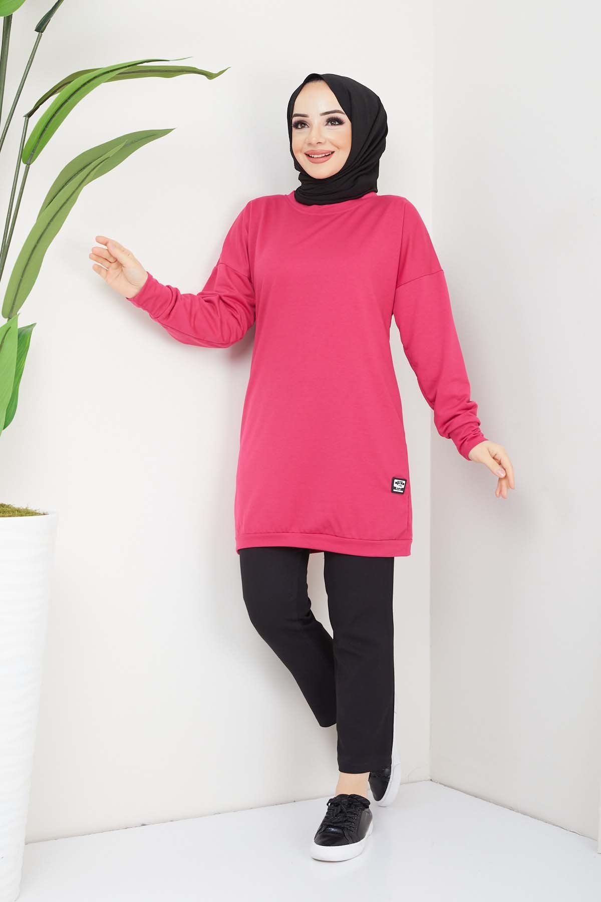 Aksesuarlı Tunik - Fuşya