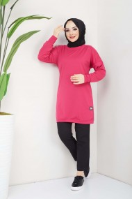 Aksesuarlı Tunik - Fuşya