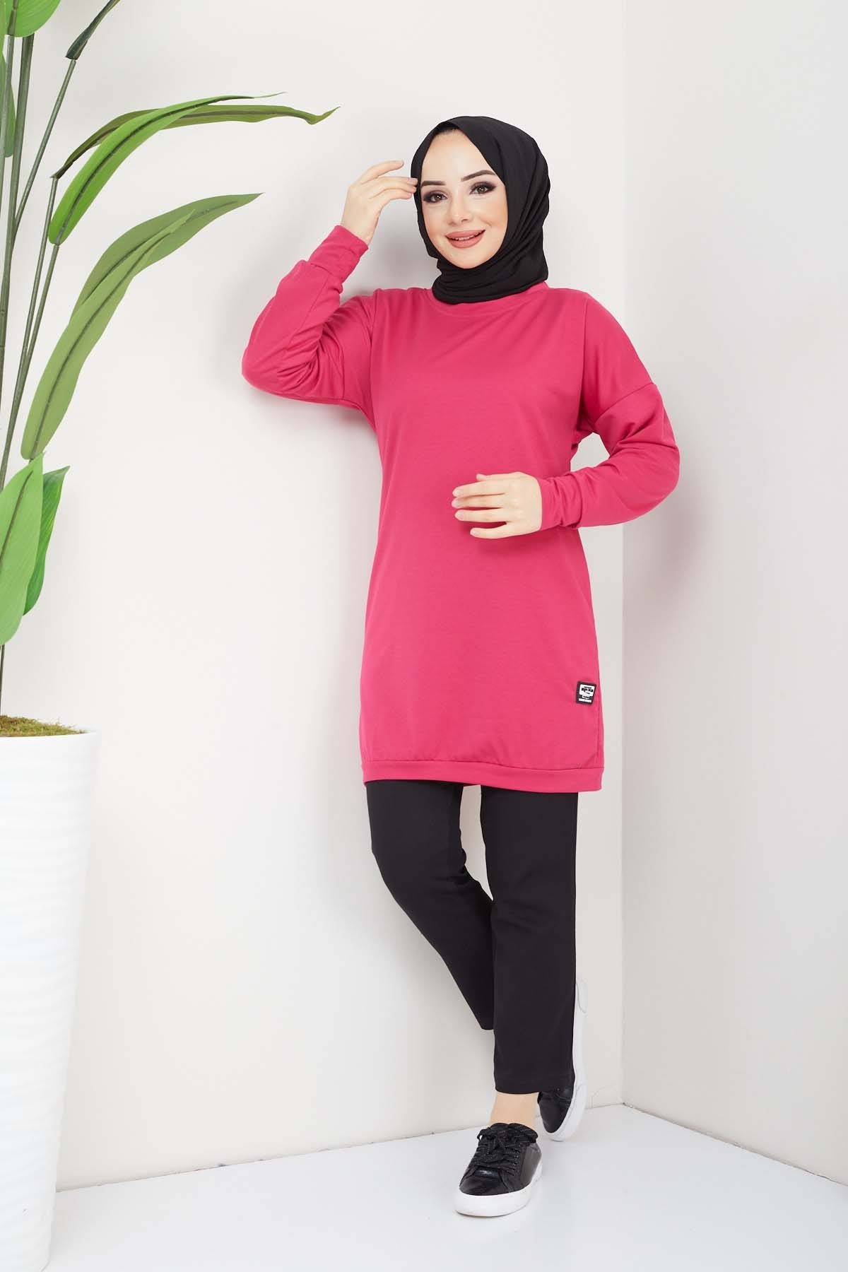 Aksesuarlı Tunik - Fuşya