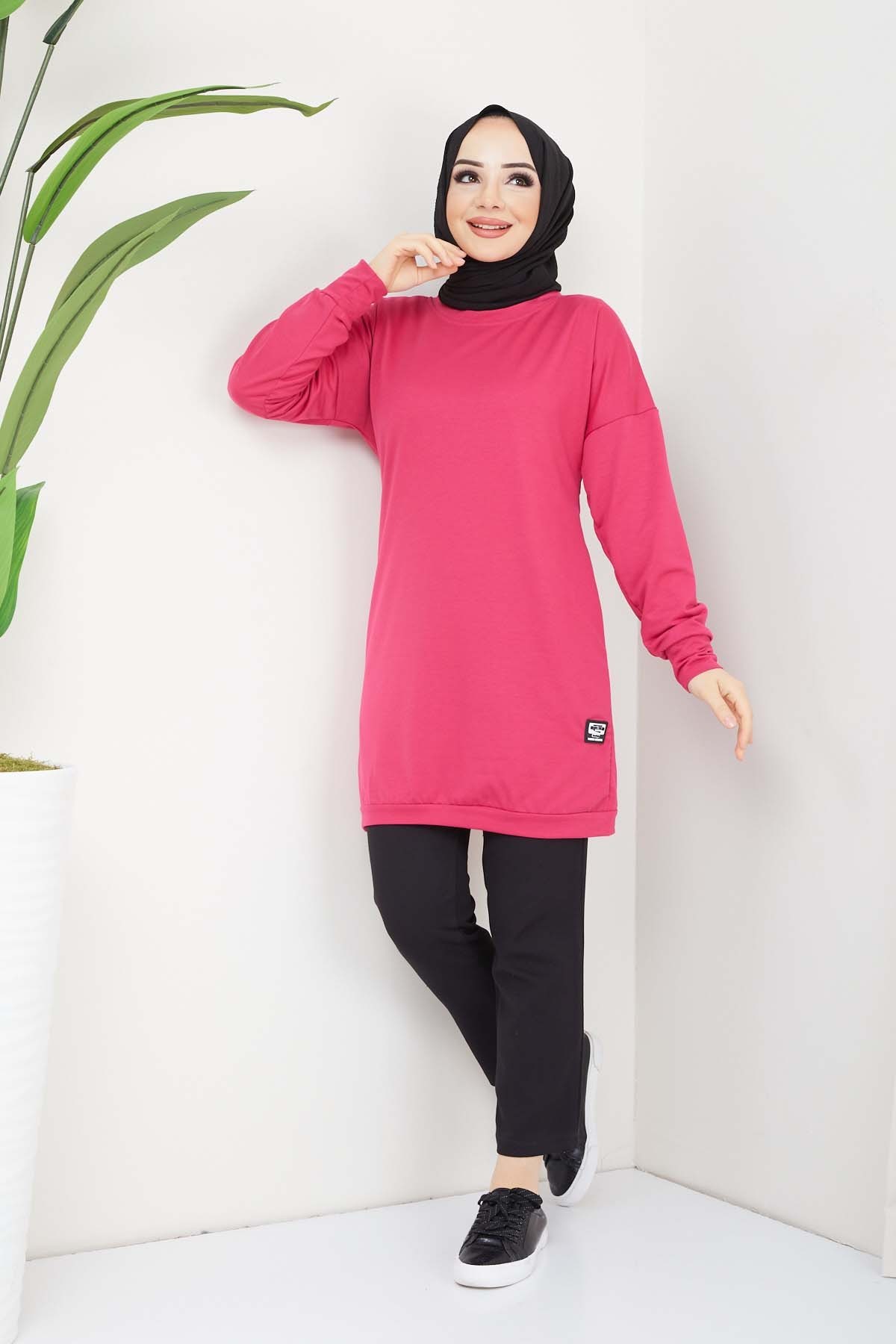 Aksesuarlı Tunik - Fuşya