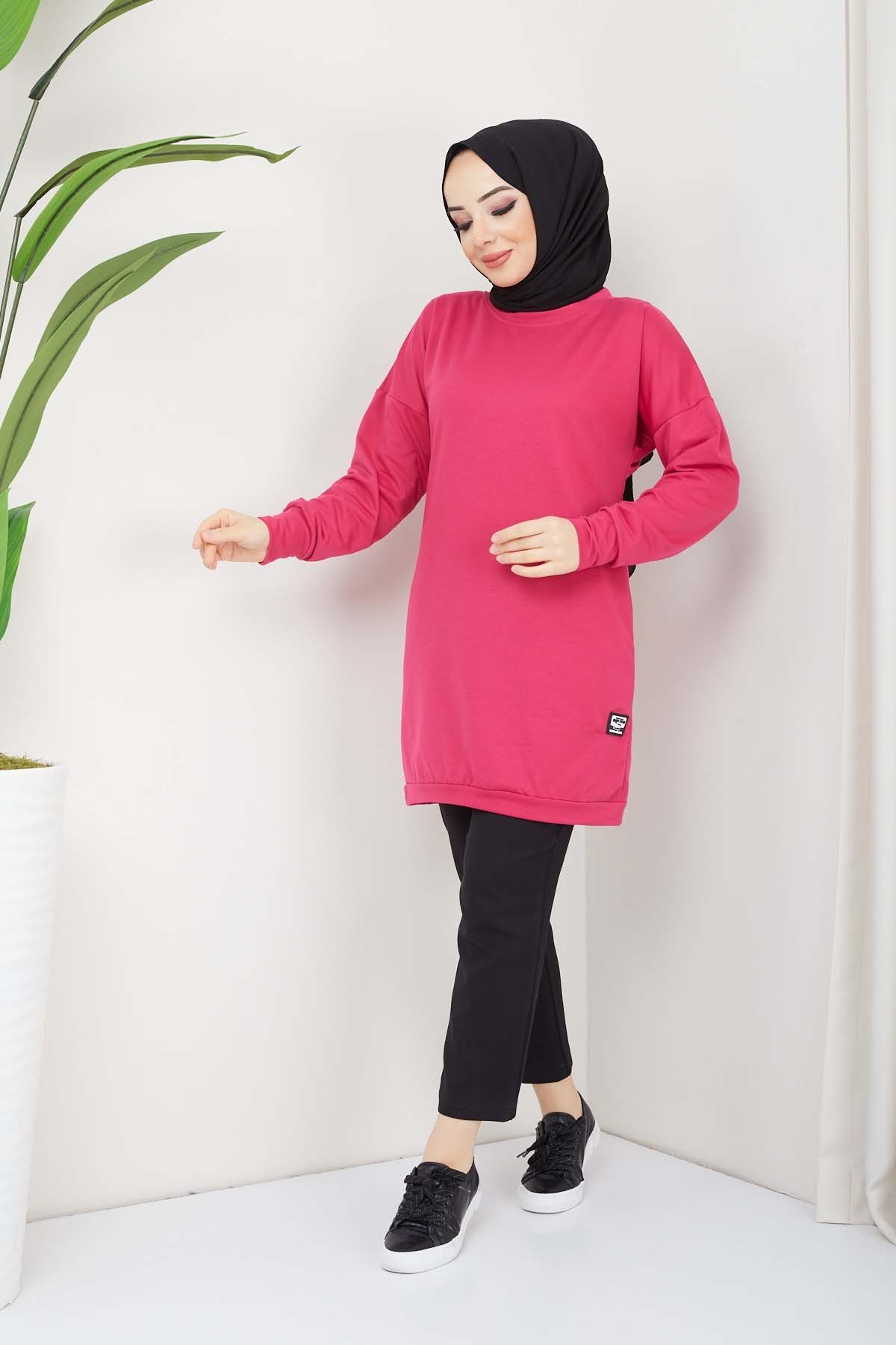 Aksesuarlı Tunik - Fuşya