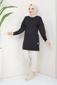 Aksesuarlı Tunik- Siyah