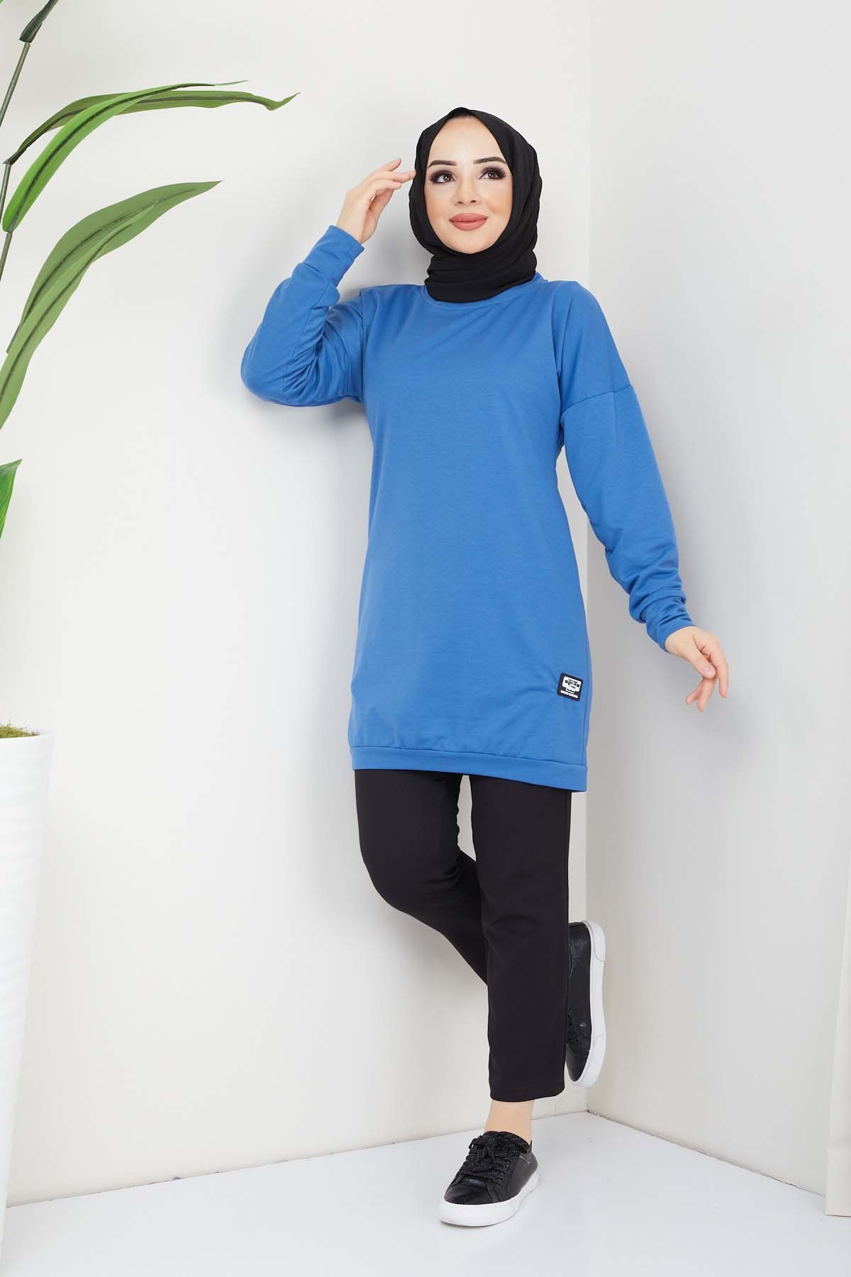 Aksesuarlı Tunik - Mavi