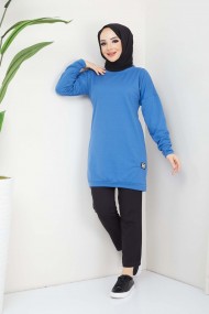 Aksesuarlı Tunik - Mavi