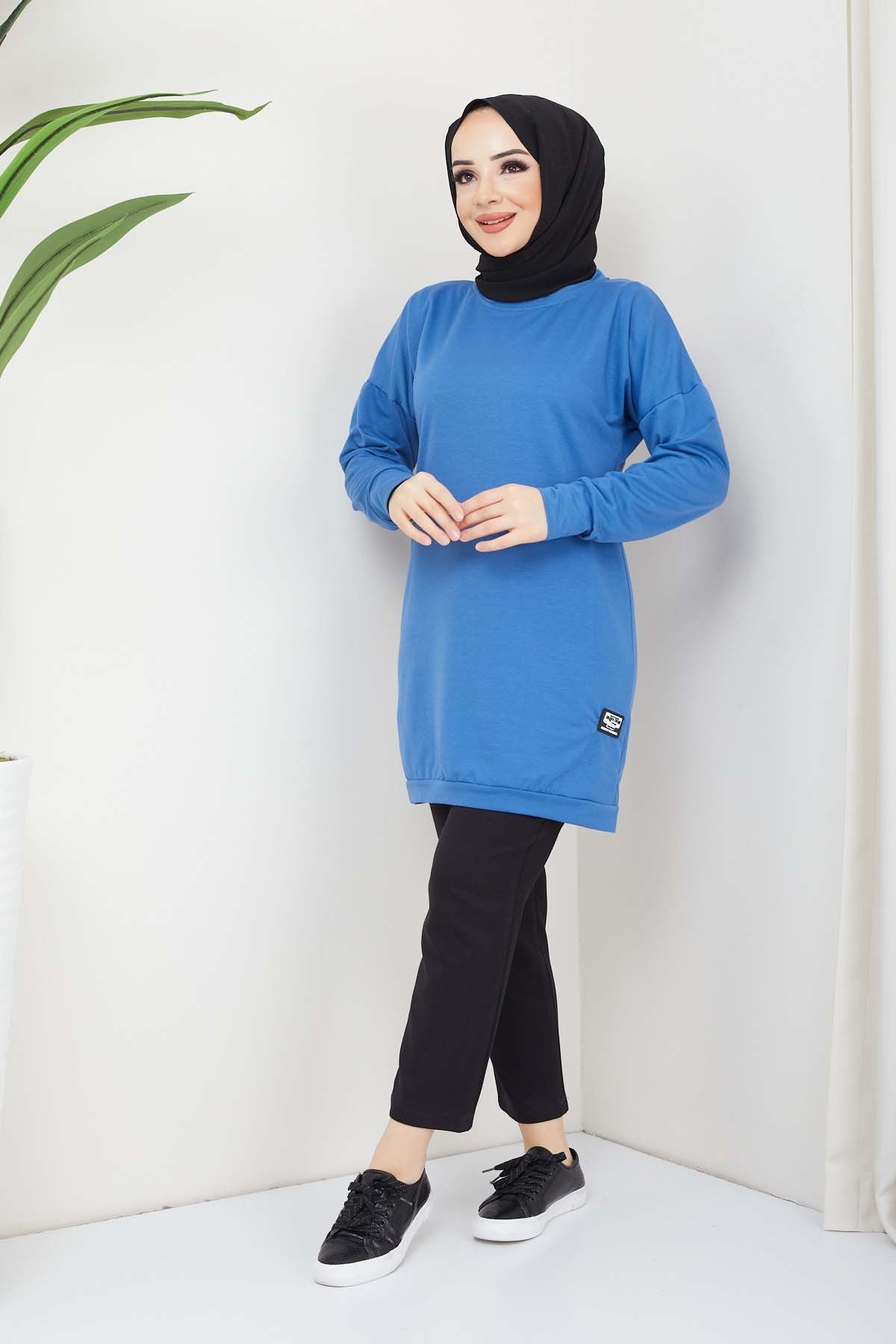 Aksesuarlı Tunik - Mavi