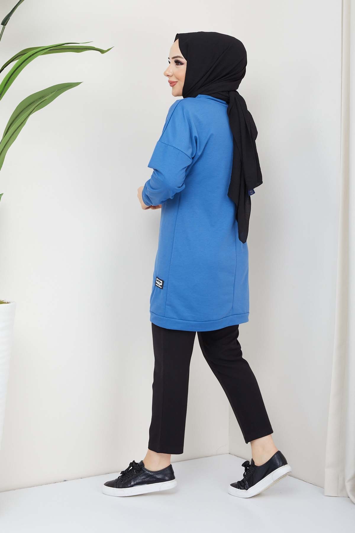 Aksesuarlı Tunik - Mavi