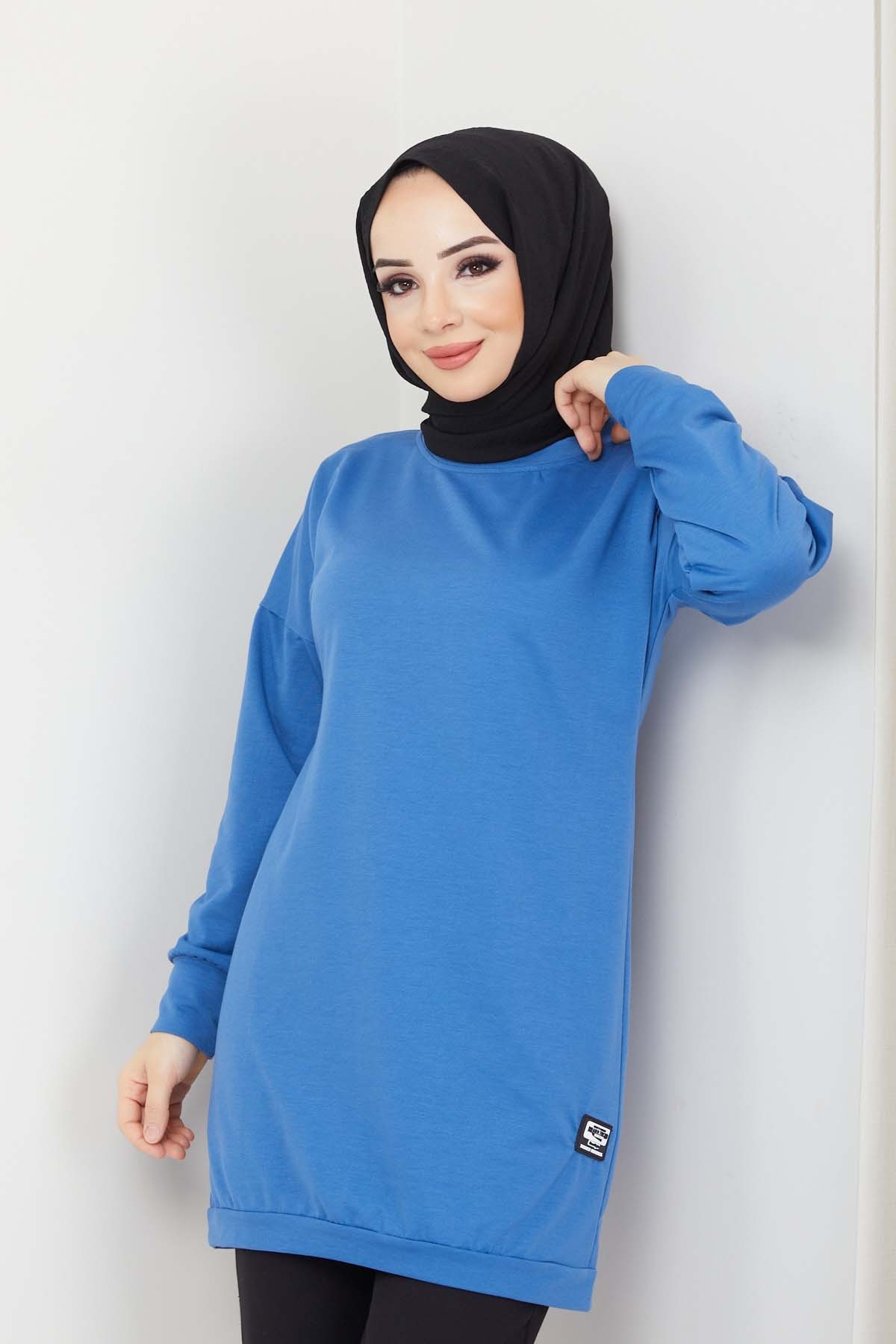 Aksesuarlı Tunik - Mavi