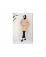 Aksesuarlı Tunik - Camel