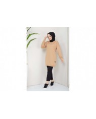 Aksesuarlı Tunik - Camel