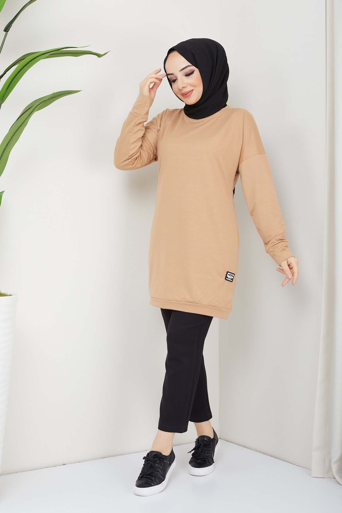 Aksesuarlı Tunik - Camel