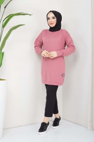 Aksesuarlı Tunik - Gül Kurusu