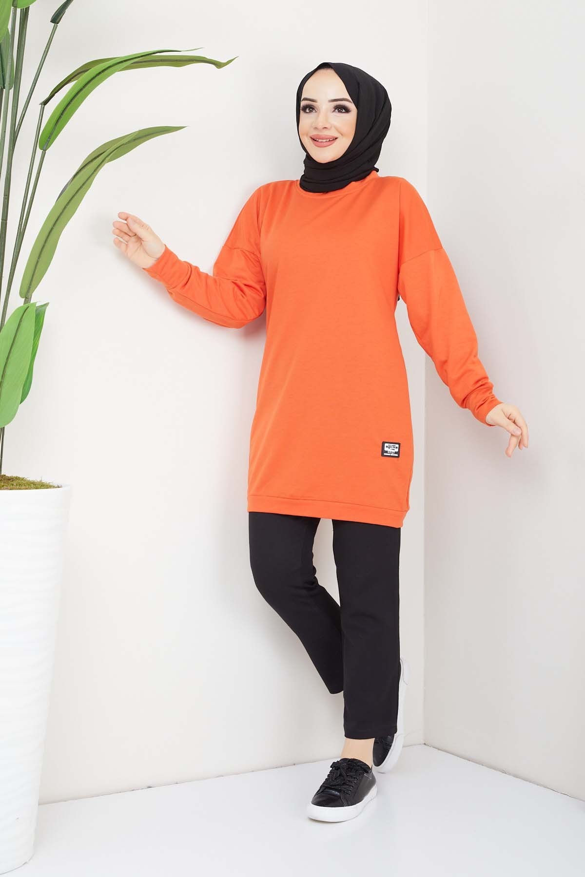 Aksesuarlı Tunik - Oranj