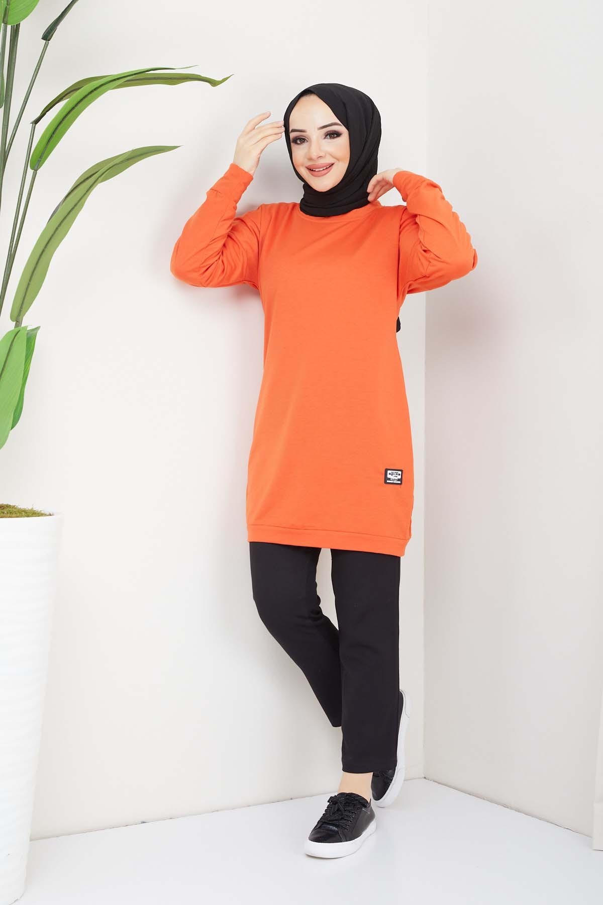 Aksesuarlı Tunik - Oranj