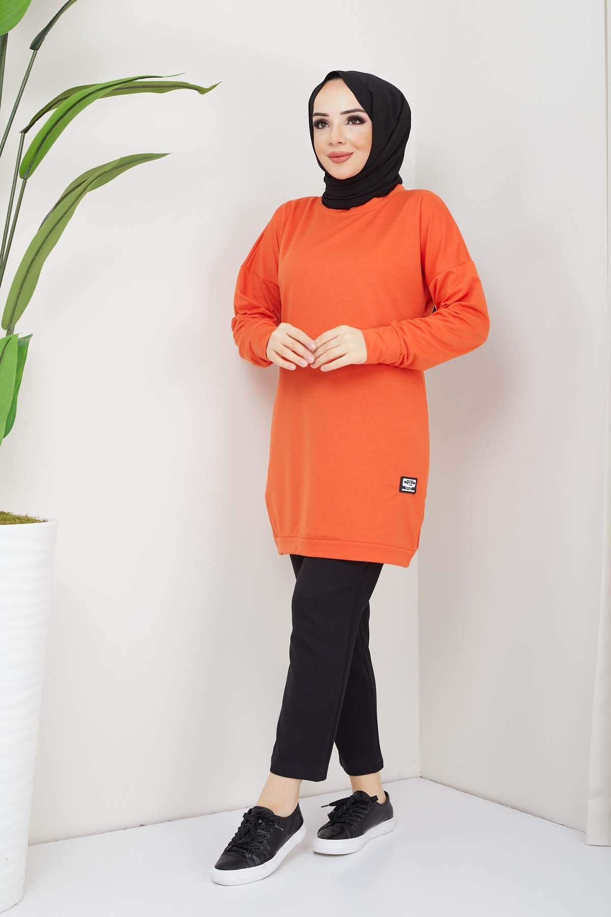 Aksesuarlı Tunik - Oranj