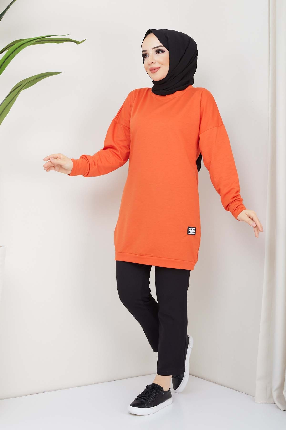 Aksesuarlı Tunik - Oranj