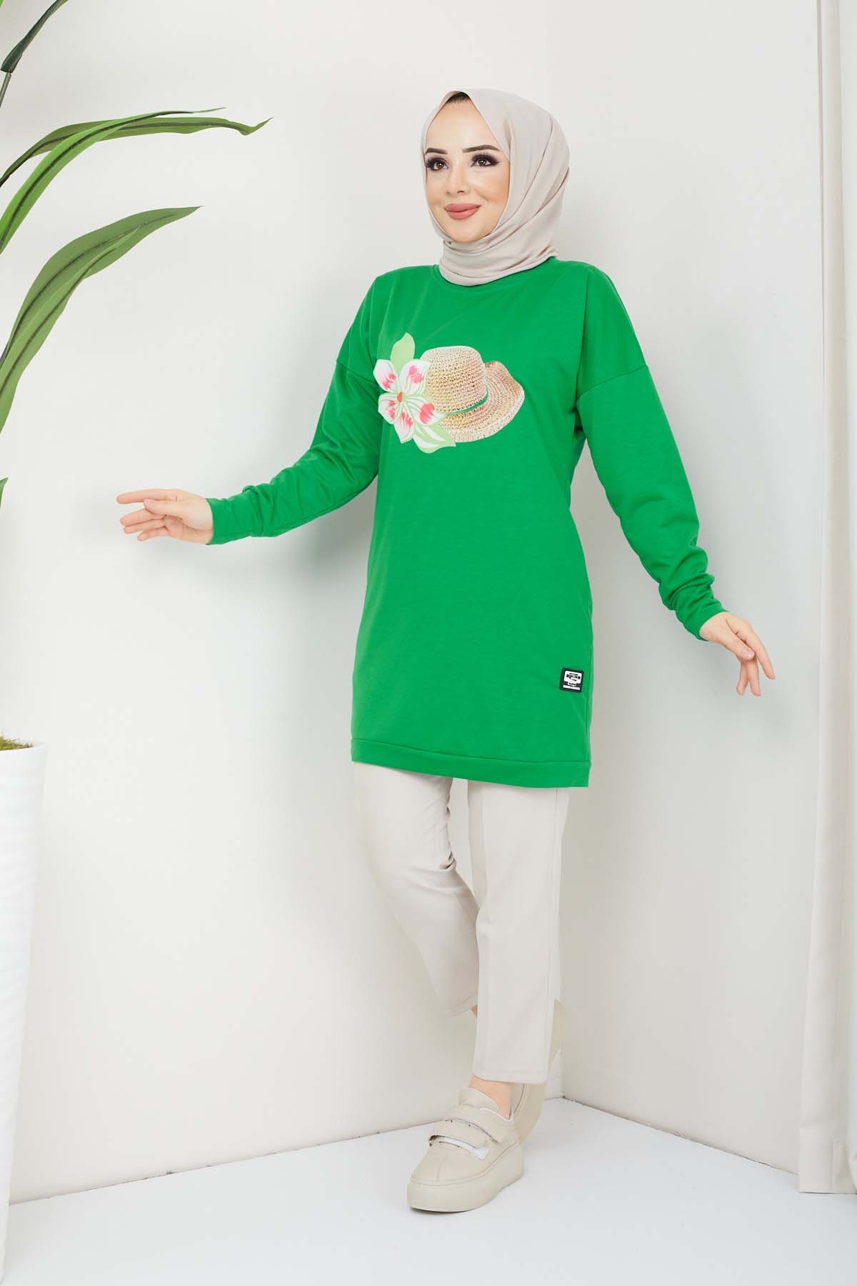 Nergis Tesettür Tünik - Benetto Yeşil