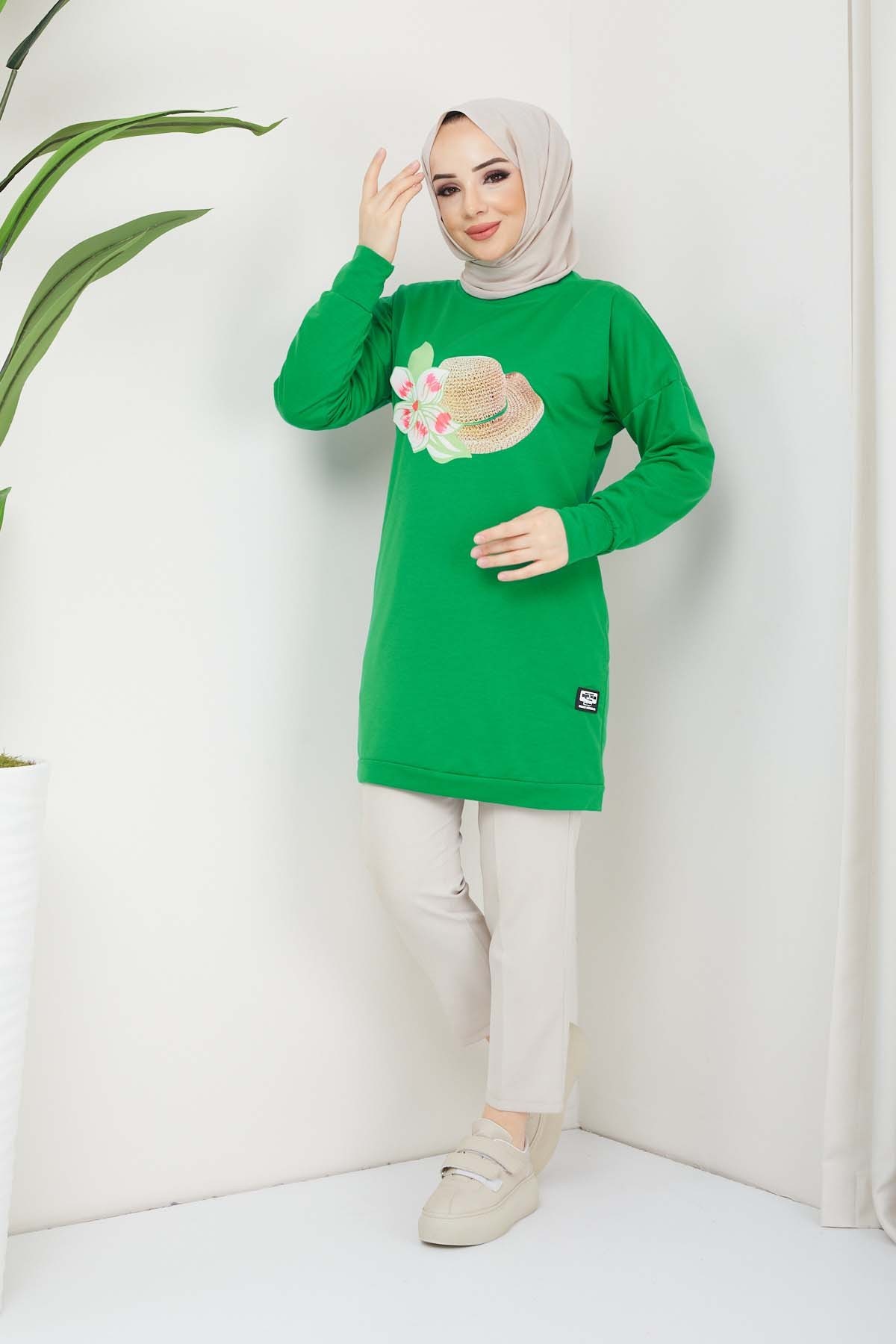 Nergis Tesettür Tünik - Benetto Yeşil