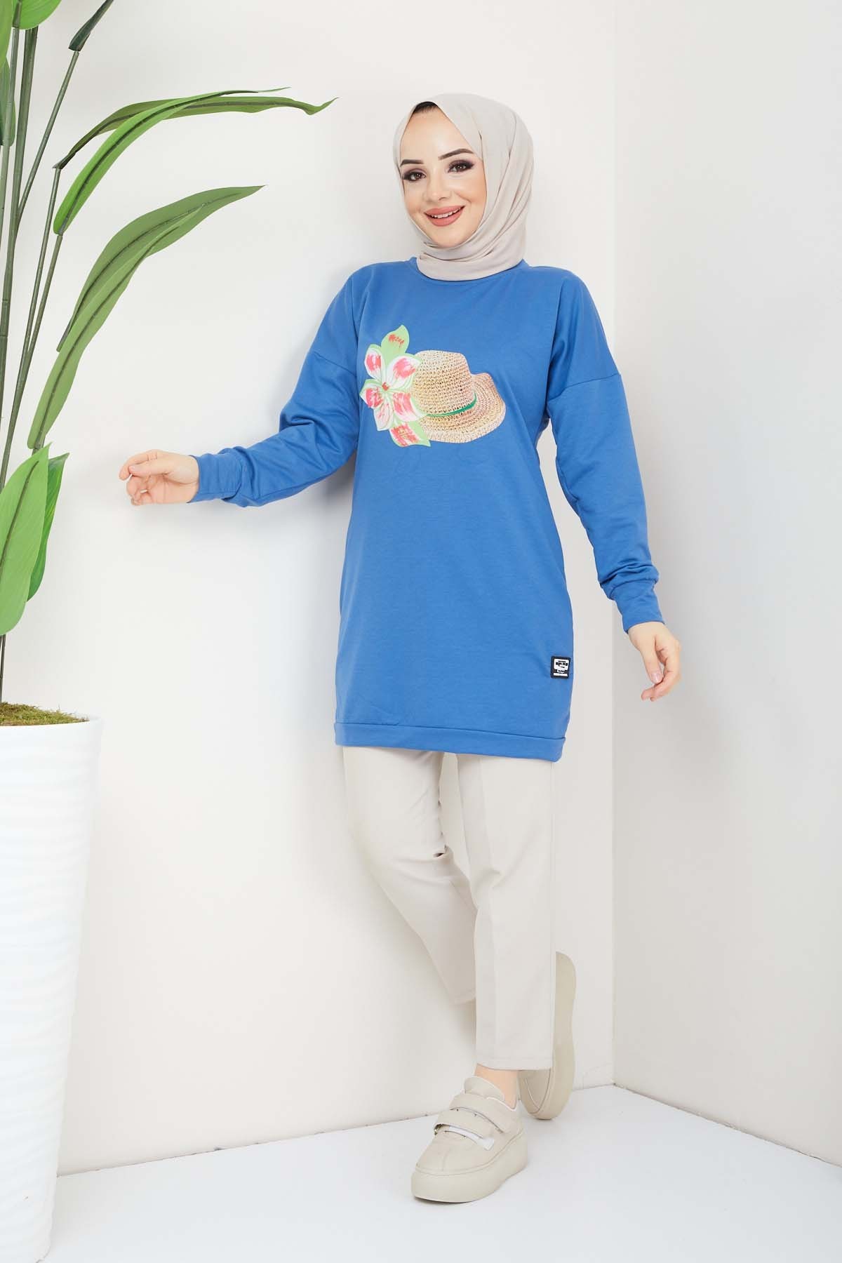 Nergis Tesettür Tünik - Mavi