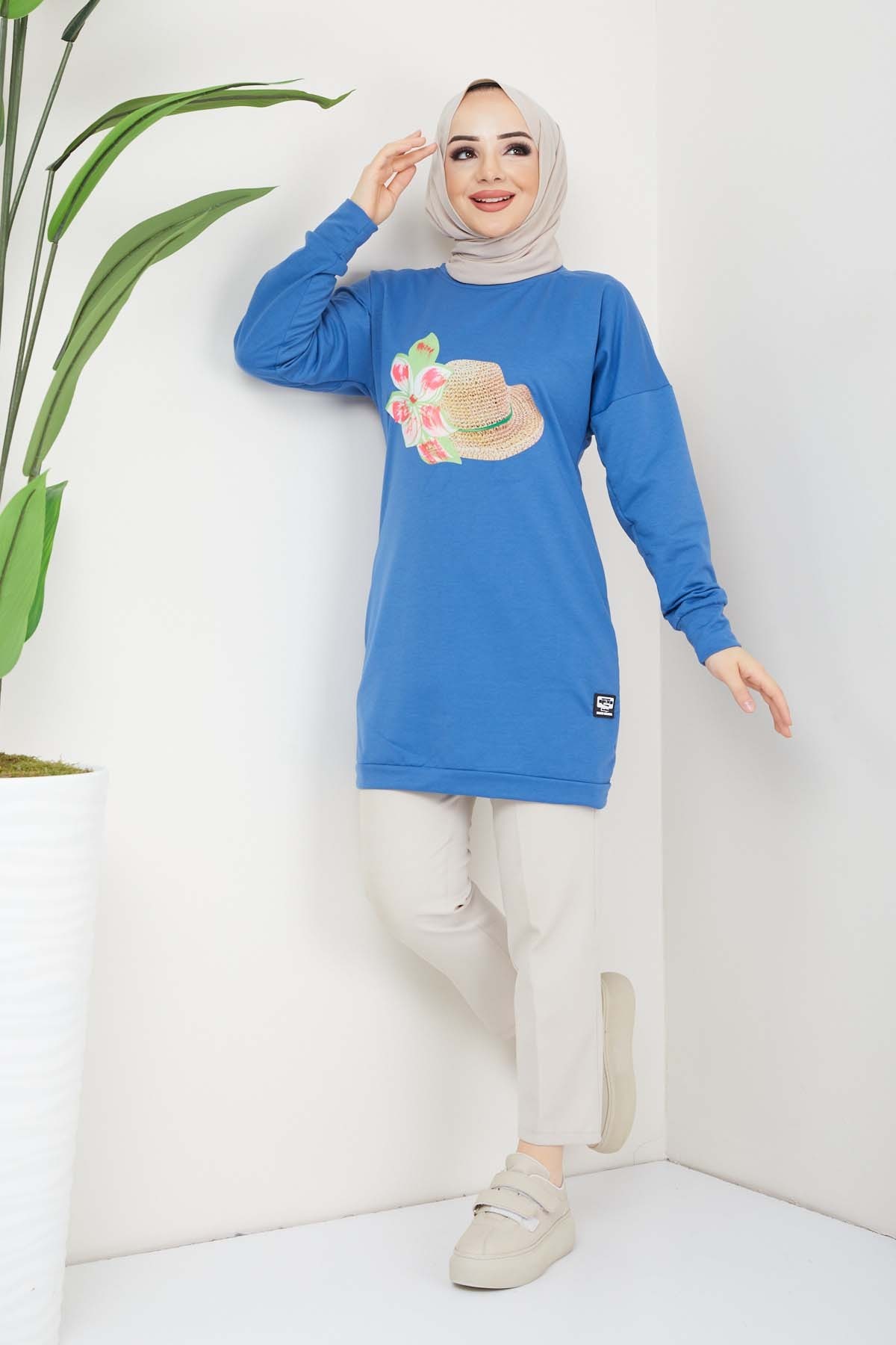 Nergis Tesettür Tünik - Mavi