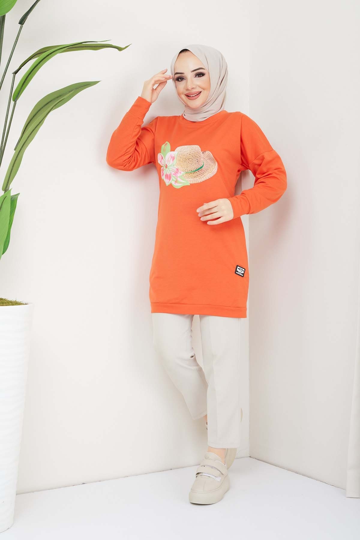 Nergis Tesettür Tünik - Oranj