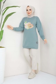 Nergis Tesettür Tünik - Mint Yeşil