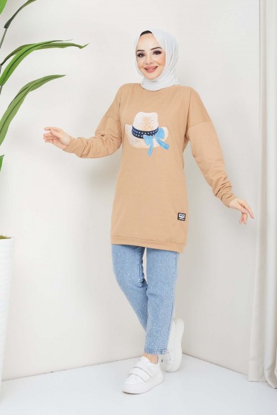 Menekşe Tesettür Tunik - Camel
