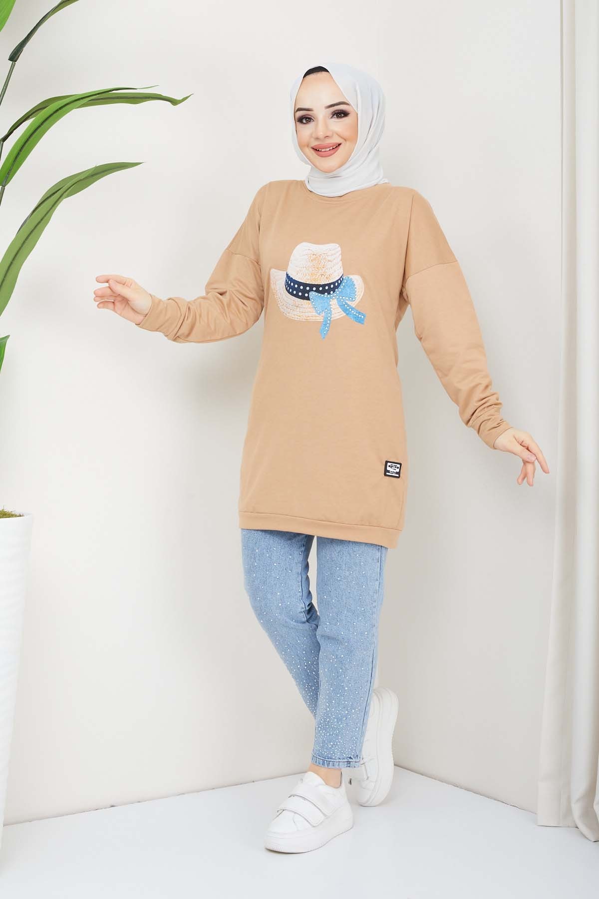 Menekşe Tesettür Tunik - Camel