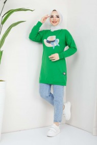 Menekşe Tesettür Tunik -Benetto Yeşil
