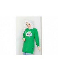 Menekşe Tesettür Tunik -Benetto Yeşil