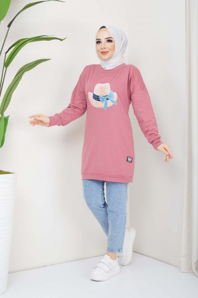 Menekşe Tesettür Tunik - Gül Kurusu