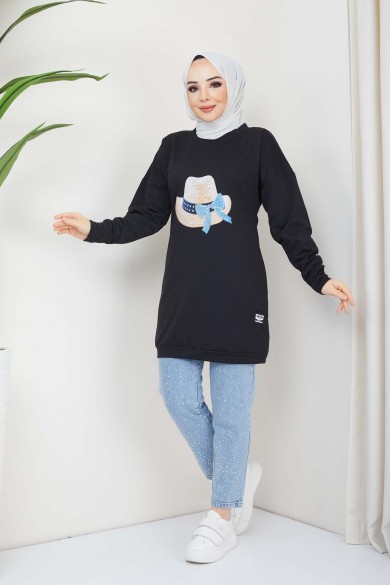 Menekşe Tesettür Tunik - Siyah