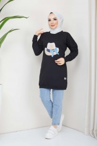 Menekşe Tesettür Tunik - Siyah