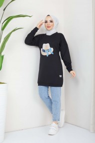 Menekşe Tesettür Tunik - Siyah
