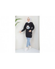 Menekşe Tesettür Tunik - Siyah