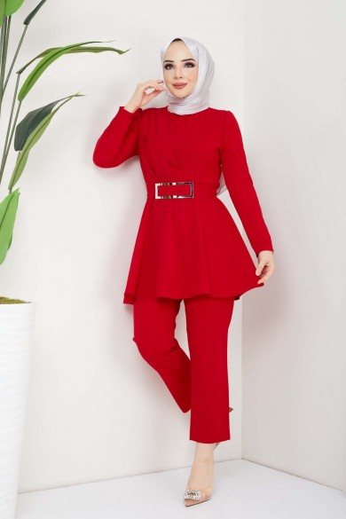 Aycan Tesettür Takım - Kırmızı