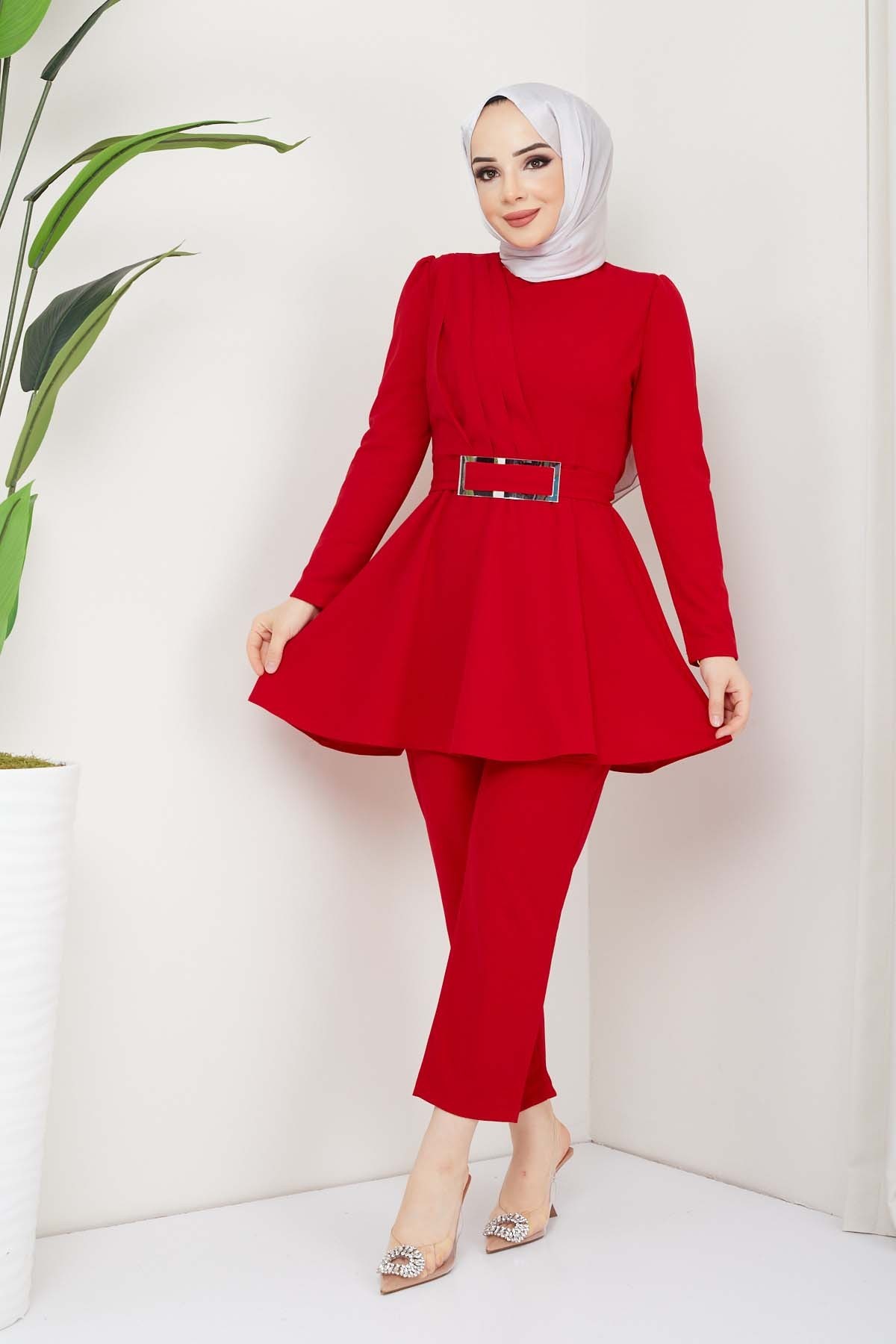 Aycan Tesettür Takım - Kırmızı