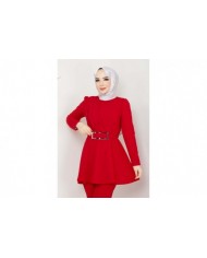 Aycan Tesettür Takım - Kırmızı