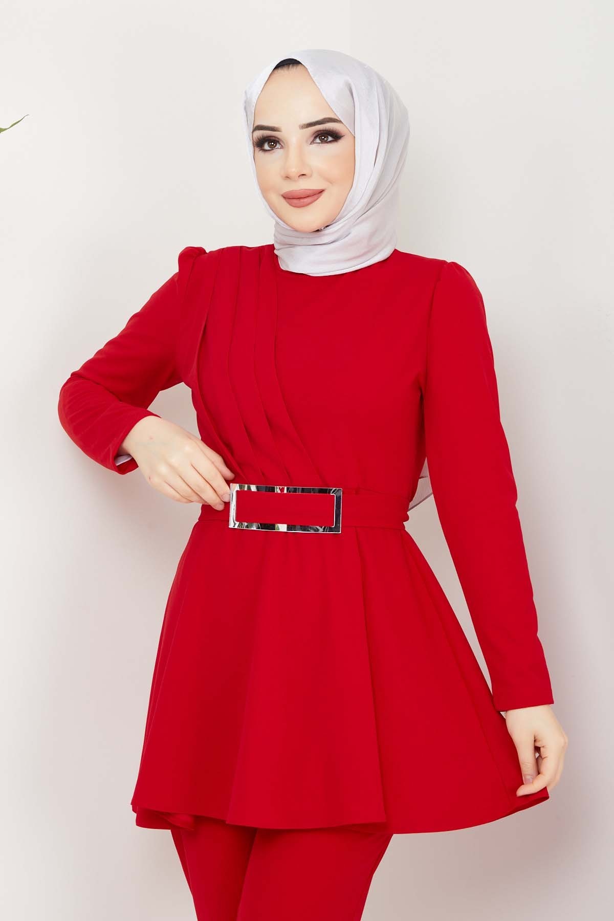 Aycan Tesettür Takım - Kırmızı